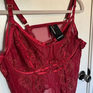 Torrid Red and Gold Lace Lingerie